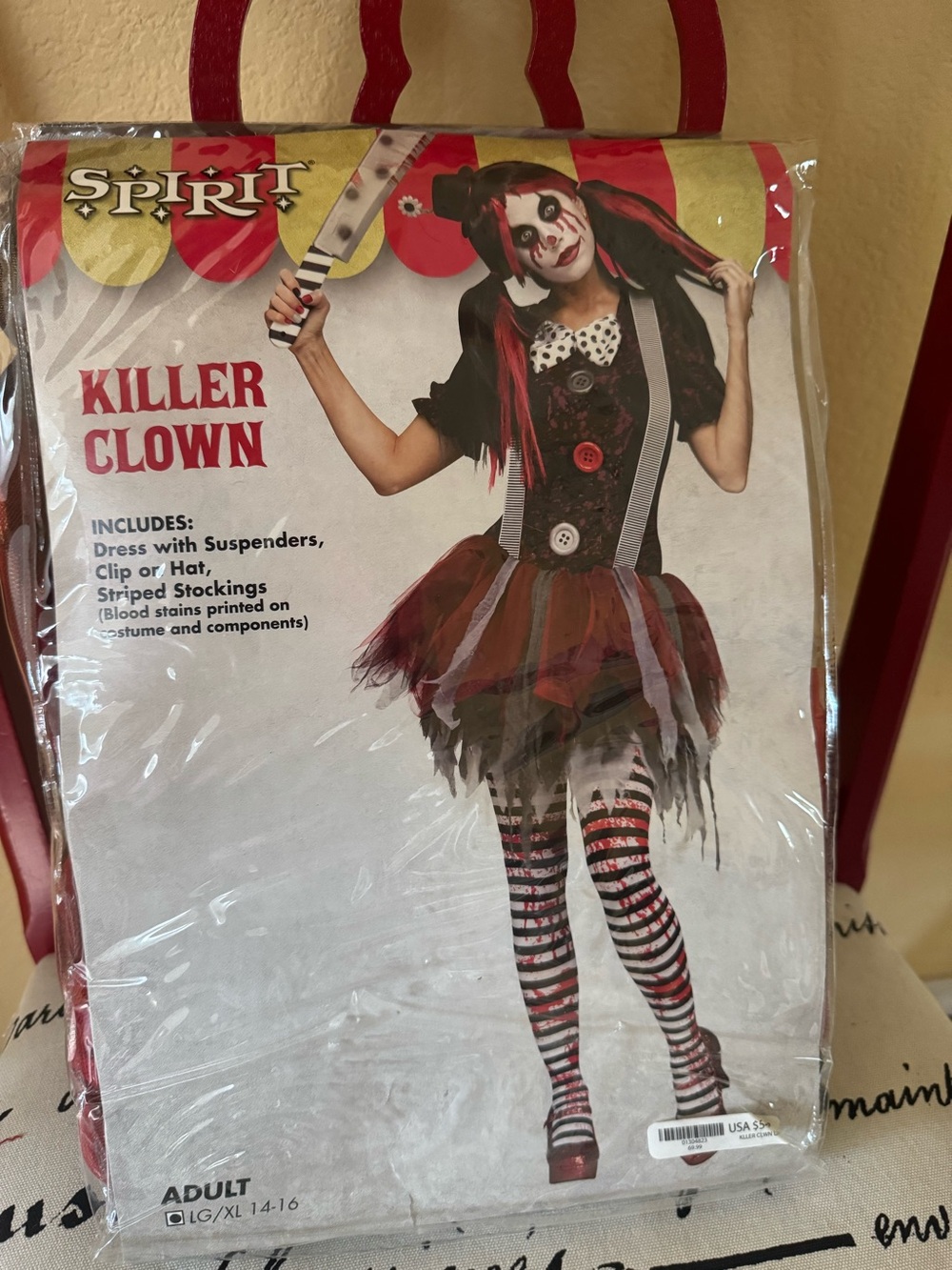 Spirit Halloween Killer Clown Costume NEW Size Adult L/XL 14-16